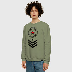 Свитшот хлопковый мужской Сила басов - элитный отряд, цвет: авокадо — фото 2
