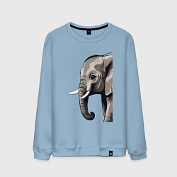 Свитшот хлопковый мужской Большой африканский слон, цвет: мягкое небо