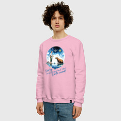 Свитшот хлопковый мужской Прикол капибара и Илон Маск, цвет: светло-розовый — фото 2