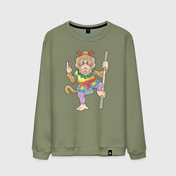 Свитшот хлопковый мужской Царь обезьян, цвет: авокадо