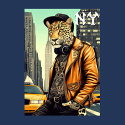 Свитшот хлопковый мужской The cool leopard is a New Yorker, цвет: тёмно-синий — фото 2