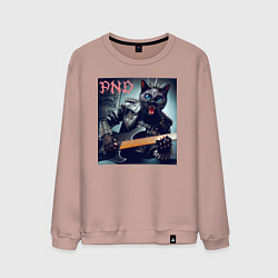 Мужской свитшот Чёрный котяра - панк гитарист