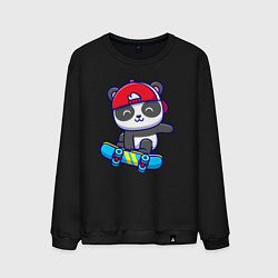 Свитшот хлопковый мужской Panda skater, цвет: черный