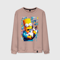 Мужской свитшот Bart Simpson with a kitten - ai art