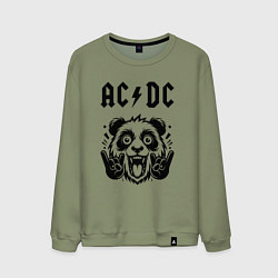 Свитшот хлопковый мужской AC DC - rock panda, цвет: авокадо