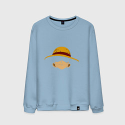 Свитшот хлопковый мужской Луффи Монки соломенная шляпа, цвет: мягкое небо