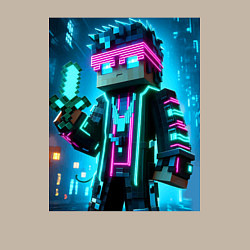 Свитшот хлопковый мужской Minecraft - neon character ai art, цвет: миндальный — фото 2