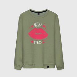 Свитшот хлопковый мужской Kiss me, цвет: авокадо