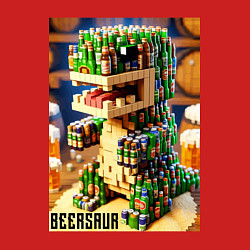 Свитшот хлопковый мужской Beersaur - fantasy ai art meme, цвет: красный — фото 2