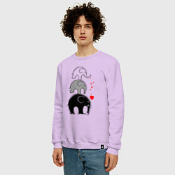 Свитшот хлопковый мужской Милые слоники, цвет: лаванда — фото 2