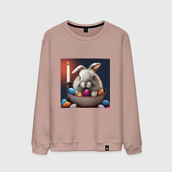 Свитшот хлопковый мужской Пасхальный зайчик при свечах, цвет: пыльно-розовый