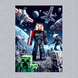 Свитшот хлопковый мужской Minecraft and Mass effect - collaboration ai art, цвет: меланж — фото 2