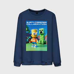 Свитшот хлопковый мужской Bart and Creeper - collaboration ai art, цвет: тёмно-синий