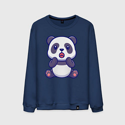 Свитшот хлопковый мужской Удивлённая панда, цвет: тёмно-синий