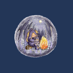 Свитшот хлопковый мужской Девочка у костра зимой, цвет: тёмно-синий — фото 2