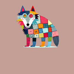 Свитшот хлопковый мужской Funny wolf - patchwork ai art, цвет: пыльно-розовый — фото 2