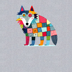 Свитшот хлопковый мужской Funny wolf - patchwork ai art, цвет: меланж — фото 2