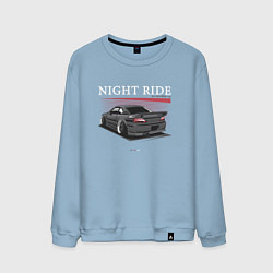 Свитшот хлопковый мужской Nissan skyline night ride, цвет: мягкое небо