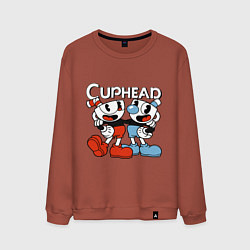 Свитшот хлопковый мужской Cuphead and Mugman, цвет: кирпичный