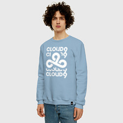 Свитшот хлопковый мужской Cloud9 - in logo, цвет: мягкое небо — фото 2