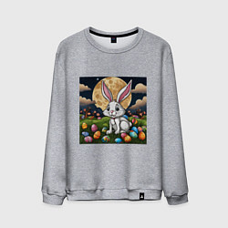 Свитшот хлопковый мужской Пасха при луне, цвет: меланж