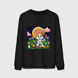 Свитшот хлопковый мужской Кролик пришелец, цвет: черный