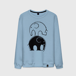 Свитшот хлопковый мужской Cute elephants, цвет: мягкое небо