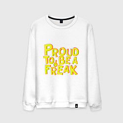 Свитшот хлопковый мужской Proud to be a freak, цвет: белый