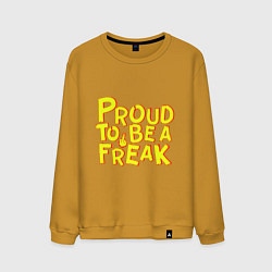 Свитшот хлопковый мужской Proud to be a freak, цвет: горчичный