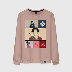 Свитшот хлопковый мужской Самурай Чамплу Мугэн, цвет: пыльно-розовый