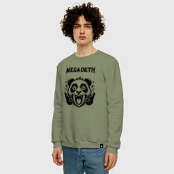 Свитшот хлопковый мужской Megadeth - rock panda, цвет: авокадо — фото 2