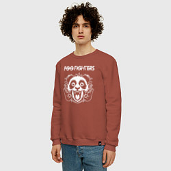 Свитшот хлопковый мужской Foo Fighters rock panda, цвет: кирпичный — фото 2