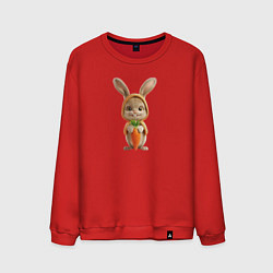 Свитшот хлопковый мужской Веселый заяц - кролик с морковкой, цвет: красный
