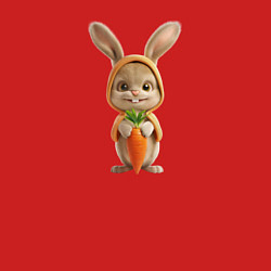 Свитшот хлопковый мужской Веселый заяц - кролик с морковкой, цвет: красный — фото 2