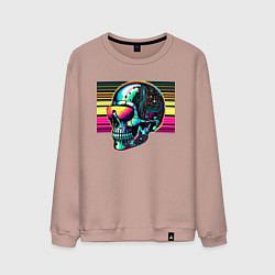 Мужской свитшот Cyber skull - fantasy ai art