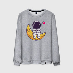 Свитшот хлопковый мужской Луна и астронавт, цвет: меланж