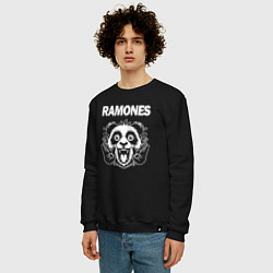 Свитшот хлопковый мужской Ramones rock panda, цвет: черный — фото 2