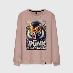 Свитшот хлопковый мужской Cool tiger - punks not dead, цвет: пыльно-розовый