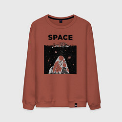 Свитшот хлопковый мужской Морской космос, цвет: кирпичный