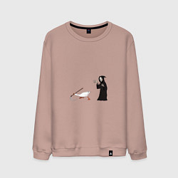 Свитшот хлопковый мужской Гусь сбежал от смерти, цвет: пыльно-розовый
