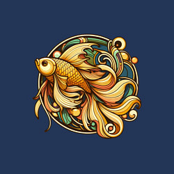 Свитшот хлопковый мужской Золотая рыбка исполняет желания, цвет: тёмно-синий — фото 2