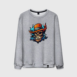 Свитшот хлопковый мужской Граффити череп, цвет: меланж