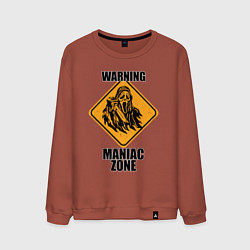 Свитшот хлопковый мужской Предупреждающий знак Maniac zone, цвет: кирпичный