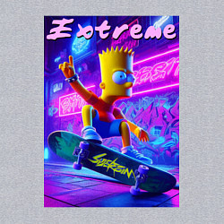 Свитшот хлопковый мужской Bart Simpson on a skateboard - extreme ai art, цвет: меланж — фото 2