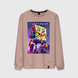Мужской свитшот Sponge Bob with a pistol - cyberpunk ai art