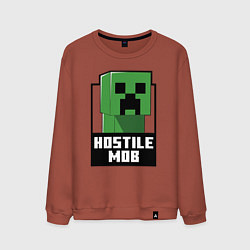 Свитшот хлопковый мужской Minecraft hostile mob, цвет: кирпичный