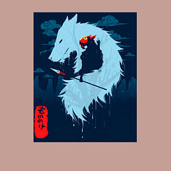 Свитшот хлопковый мужской Принцесса Мононоке-волчица Моро, цвет: пыльно-розовый — фото 2