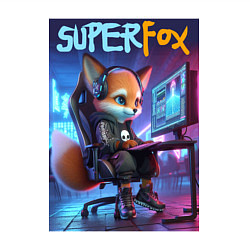 Свитшот хлопковый мужской Super fox gamer - ai art fantasy, цвет: белый — фото 2