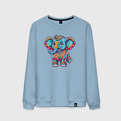 Свитшот хлопковый мужской Весёлый слоник, цвет: мягкое небо