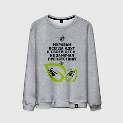 Свитшот хлопковый мужской Муравьи и листья - идти к цели, цвет: меланж